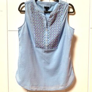 Sleeveless embroidered Talbots blouse